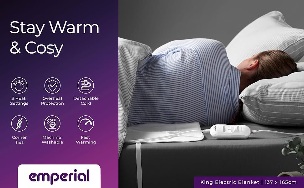Emperial Electric Blanket Heated Under Blanket with Detachable