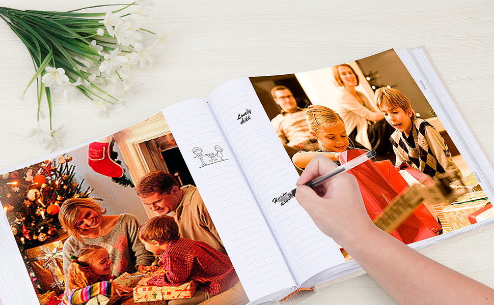 Photo Album 8x10 100 Photos with Writing Space, 8x10 Photo Album Linen Cover with