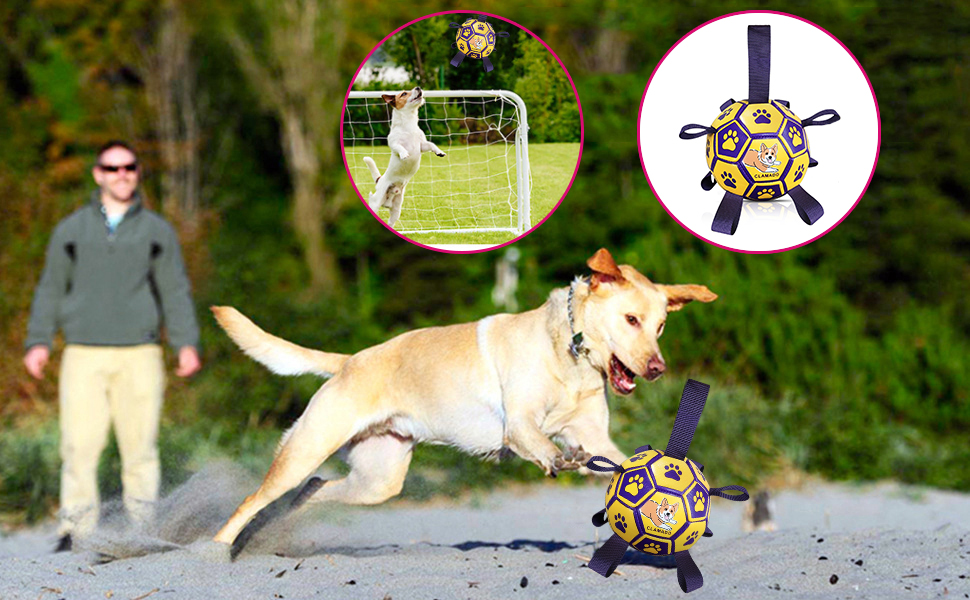 Dog Toys Soccer Ball with Straps, Interactive Dog Toys for Tug of War