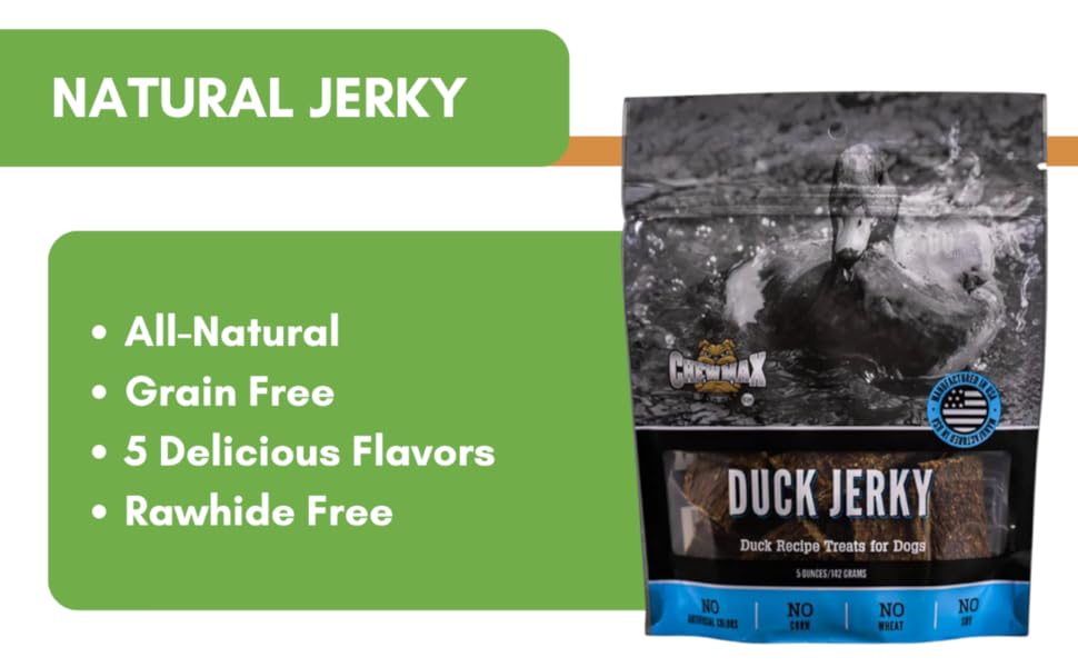 CHEWMAX Duck Jerky Dog Treats for Dogs RawhideFree