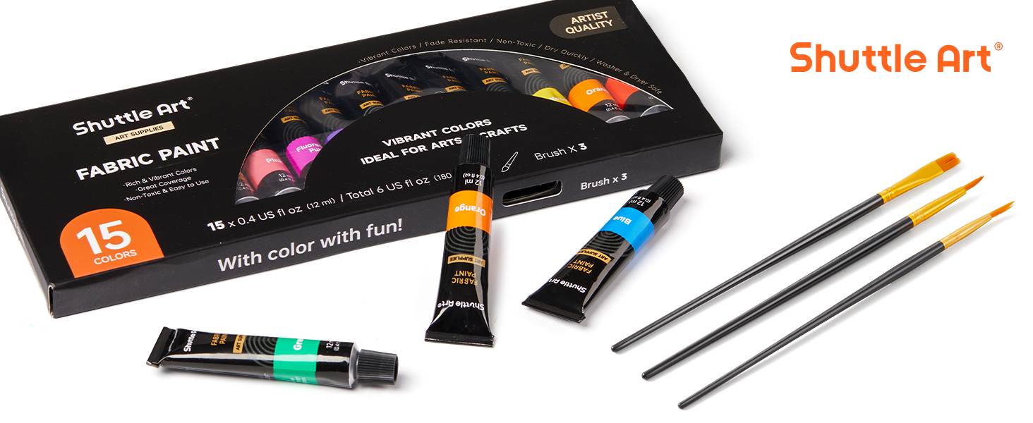 Shuttle Art 15 colors 12ml fabric paint