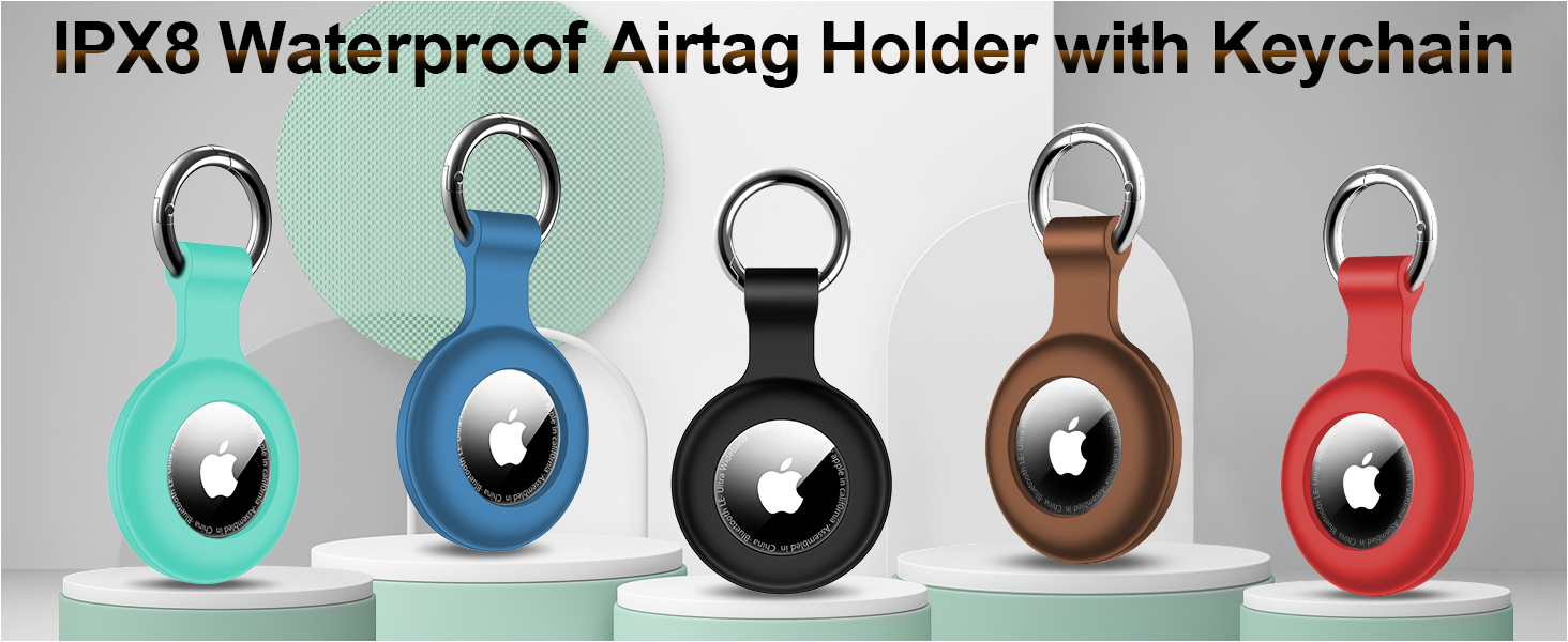 2 Pack,IPX8 Waterproof Airtag Holder[PC+Silicone]with Air Tag Keychain for Apple Air
