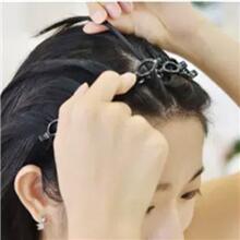 Open the small clip and put the hair in the clip to fix it. 