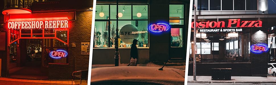 LED Open Signs for Business Window Wall Door Remote Control Bar Cafe Salon Barber