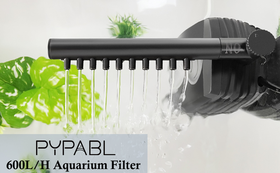PYPABL 600L/H Adjustable Fish Tank Filter, 8W Submersible Quiet