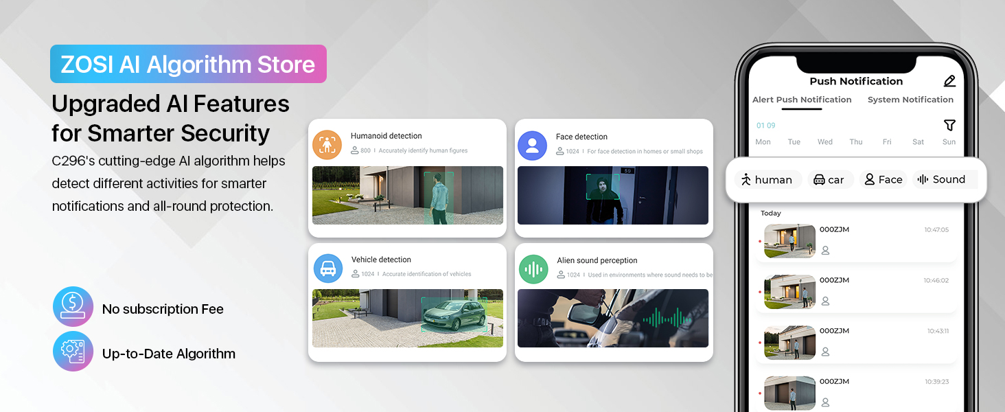 ZOSI 3K 5MP WiFi Security Camera Outdoor,Smart Person Vehicle Detection