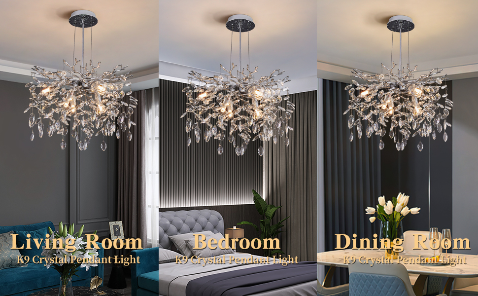 modern silver crystal tree branches chandeliers