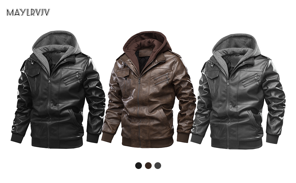 Amazon.com: Maylrvjv Men's Faux Leather Zipper Motorcycle Bomber