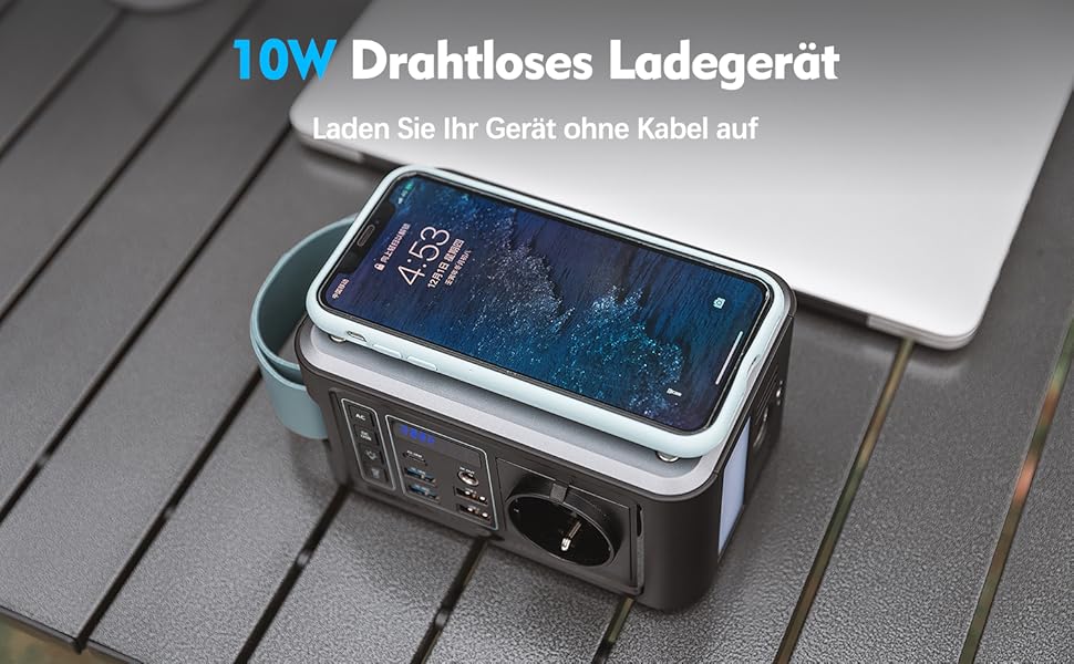 CAPTOK Powerbank 230V mit Steckdose 88.8Wh Powerstation, 10W Drahtloses Ladegerät, 120W Solar