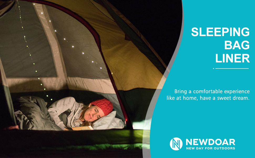 NewDoar Sleeping Bag Liner 215 * 85cm Portable Lightweight Travel Sheet with Pillow