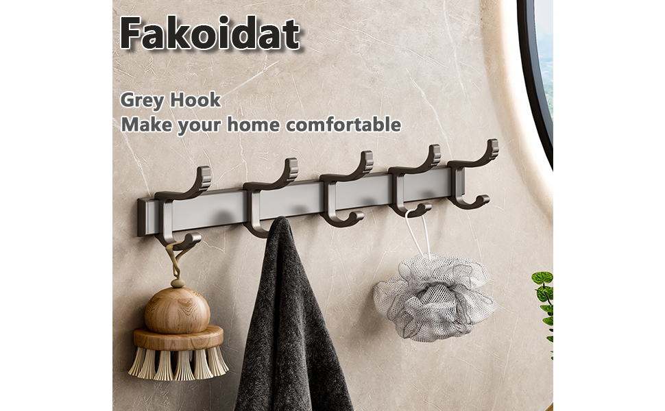 Fakoidat Coat Hook Rack Wall Mounted 2 Set Heavy Duty Metal