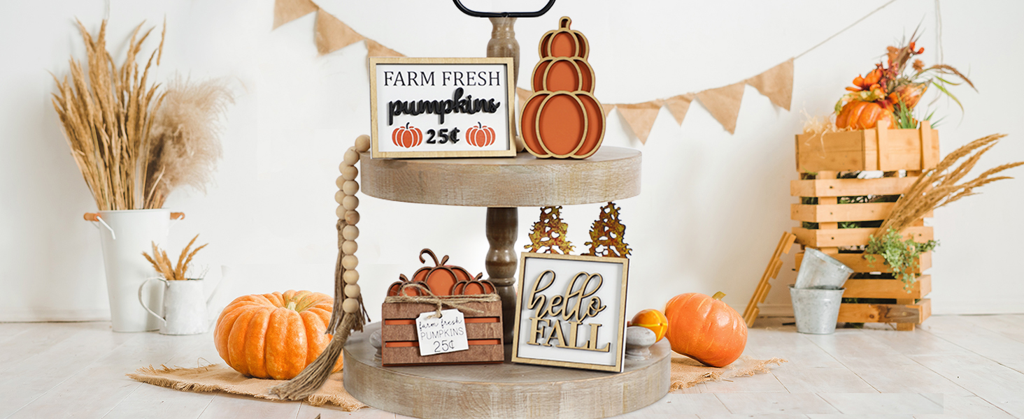 Fall Tiered Tray Decor