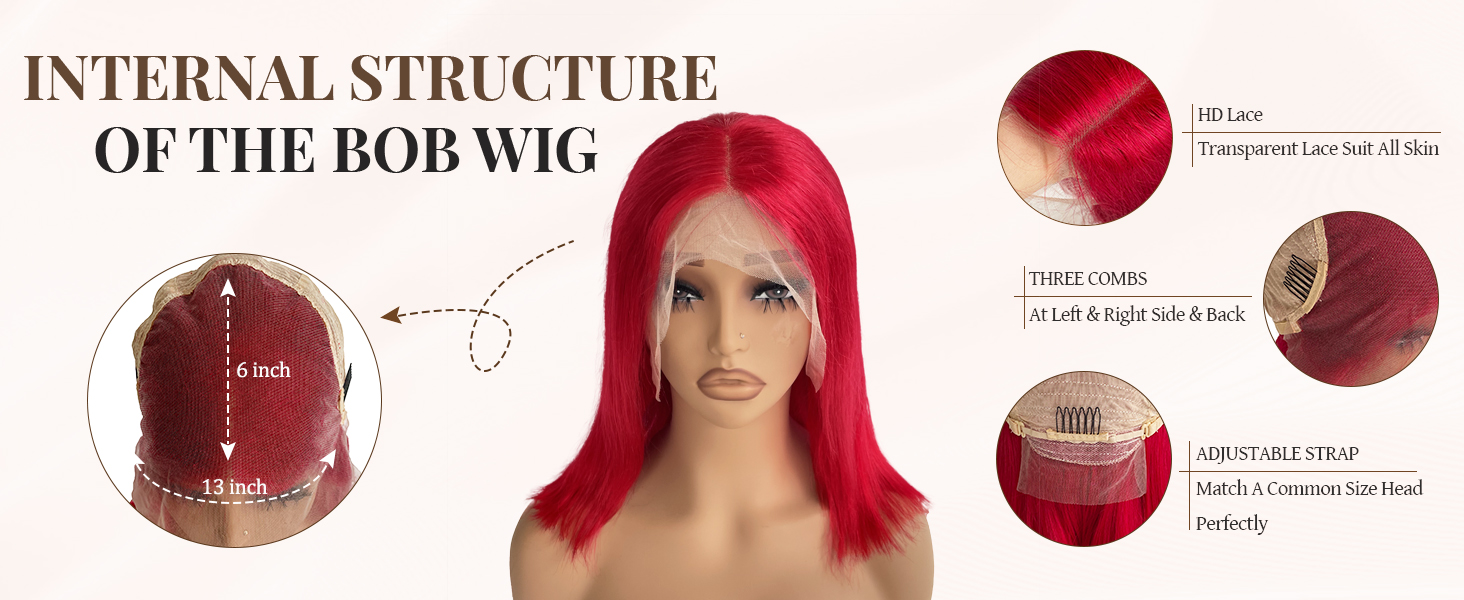 red bob wigs human hair