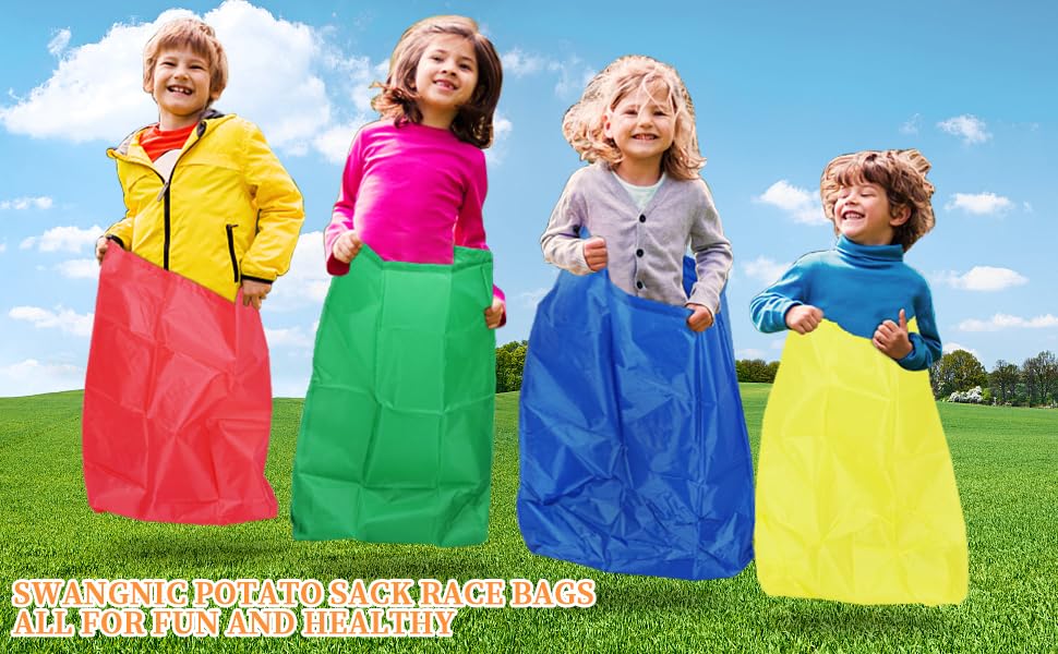 Outdoor Games for Kids, Potato Sack Race Bags, Egg Spoon