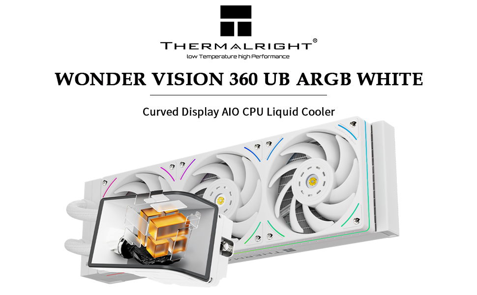 Thermalright Wonder Vision 360 UB ARGB White CPU AIO Cooler 2K 60HZ Curved Screen 3D with 2400x1080 Resolution for AM4/AM5,Intel LGA1851/1700,6.67 13 WV360 UB WHITE ARGB