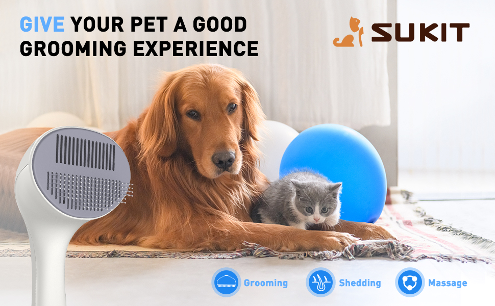 Dog Brush Cat Brush Grooming Brush, 2in1 Groomi Tool for Dogs Cats