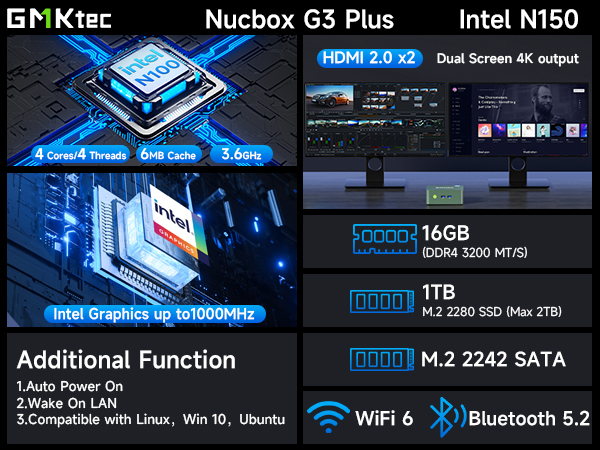 Amazon.com: GMKtec Mini PC N150, G3 Plus Intel Twin Lake
