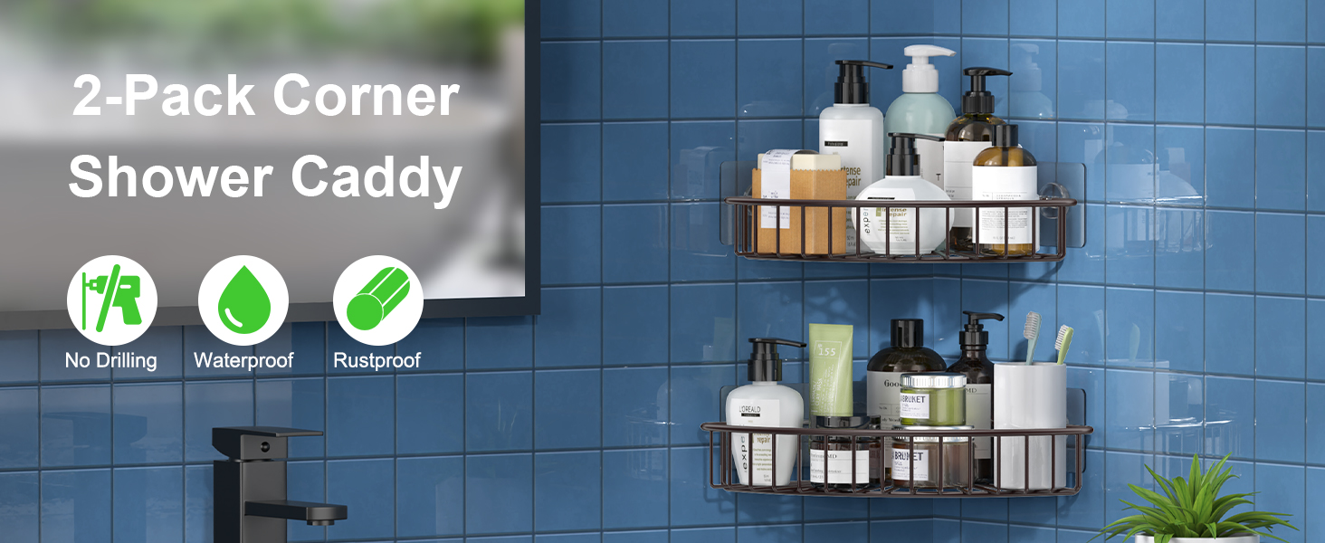 SMARTAKE 2Pack Corner Shower Caddy, SUS304 Stainless Steel, Wall Mounted Bathroom