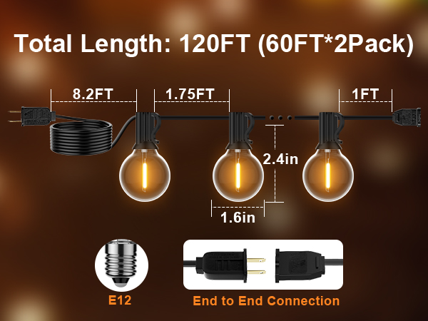 outdoor string lights 60ft