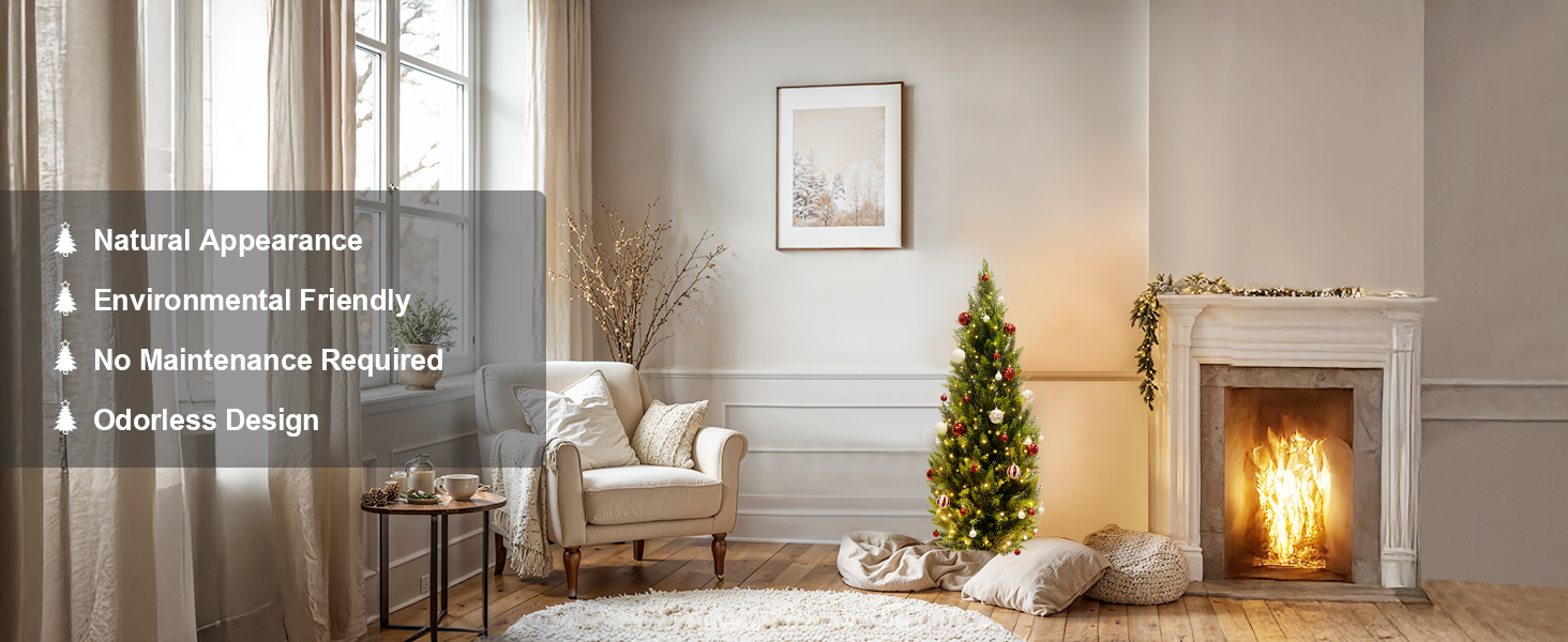 Artificial Christmas Cedar Trees 4FT Tall 2 Set, Fake