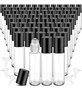 50 Pack Essential Oil Roller Bottles, 10ml Glass Roller Bottle with Stainless Steel Roller Ball &...