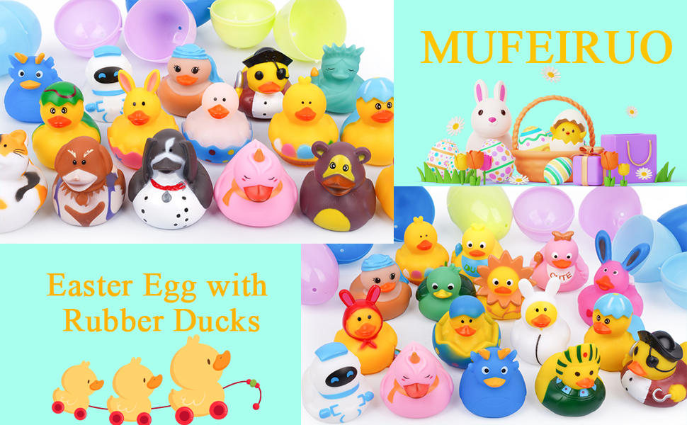 MUFEIRUO 13Pack Easter Eggs with Rubber Duck, Easter Basket