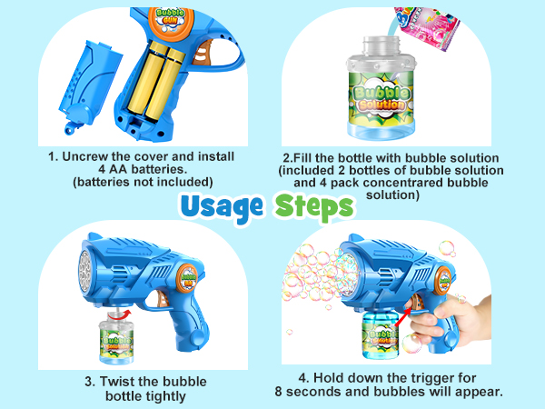 Amazon.com: Bubble Gun Machine for Kids 4-8: 2-Pack