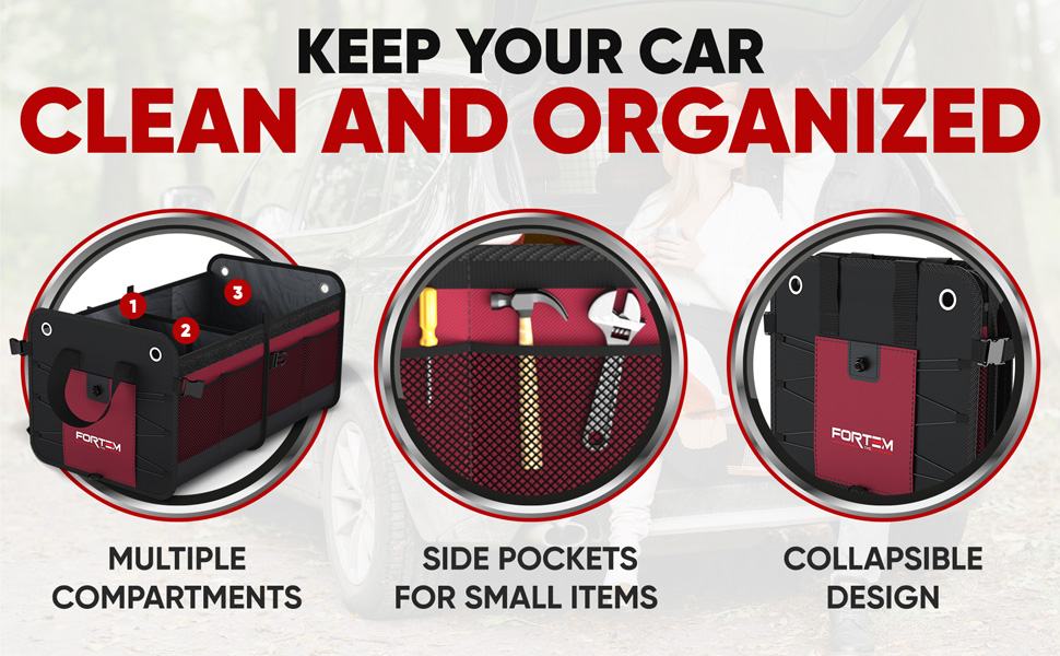 FORTEM Car Trunk Organizer, SUV Trunk Organizer, Car Storage Organizer