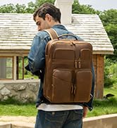 brown leather backpack