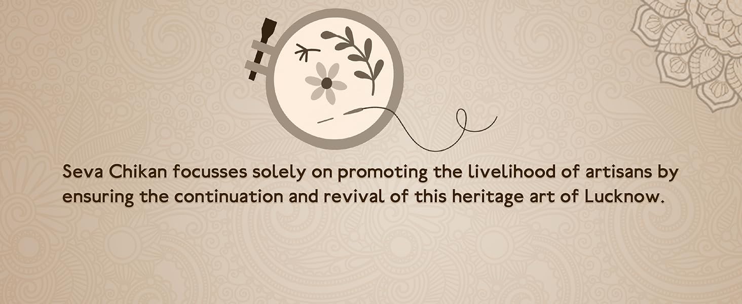 Seva Chikan Hand Embroidered Lucknawi Chikankari Straight Kurta Kurti for Women