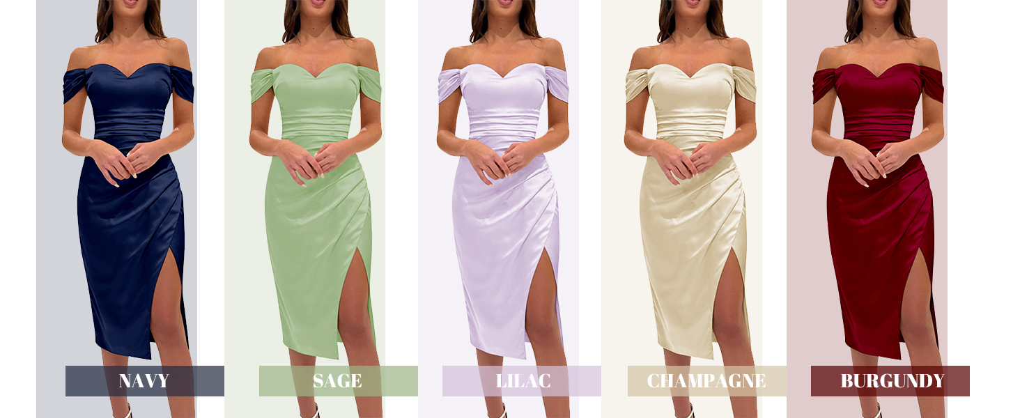 ruched satin bridesmaid dresses short prom dresses for women midi semi formal dress