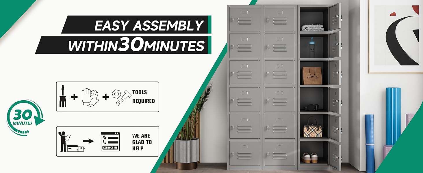 Kooyon Metal Storage with 6 Doors,Metal Lockers for