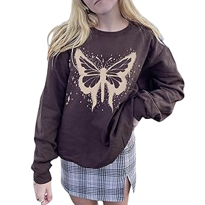 トップス grunge butterfly long sleeve shirt y2k Oversized Sweater Y2K Grunge Butterfly Knitted Pullover