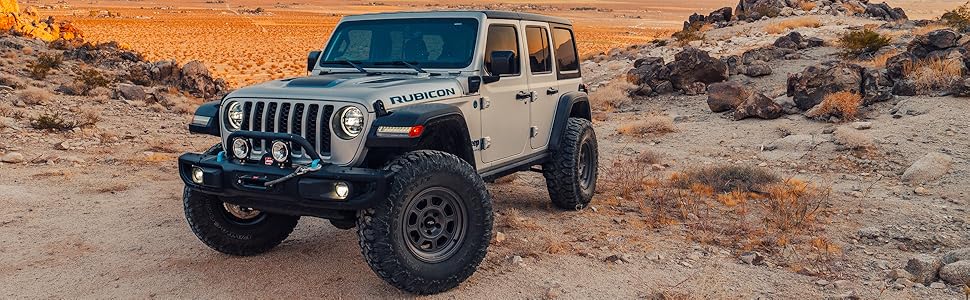RockTrix Offroad RT119 Gunmetal on Jeep Wrangler Rubicon 4XE
