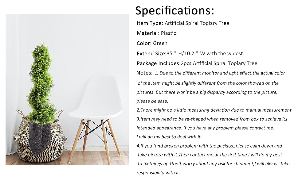 3Ft/35inch Spiral Topiary Artificial Cypress Tree,2 Packs