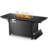 Havato 55" Propane Fire Pit Table,50,000 BTU Gas Fire Pit Table,with Lava Rock,Glass Wind Cover,I...