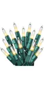 Clear White Christmas Tree Lights with Green Wire