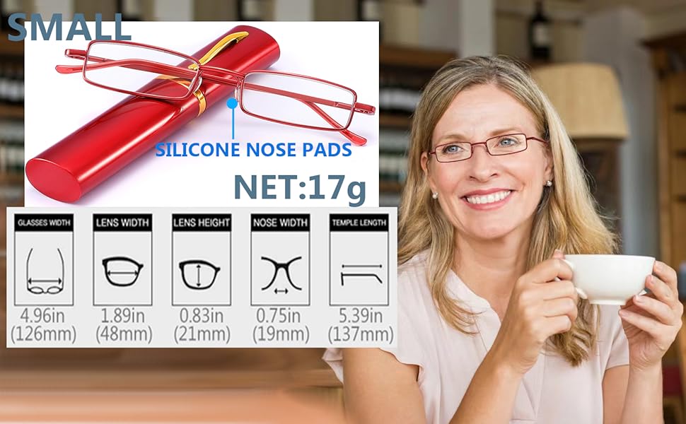 touk Small Pocket Reading Glasses Blue Light Blocking, Slim