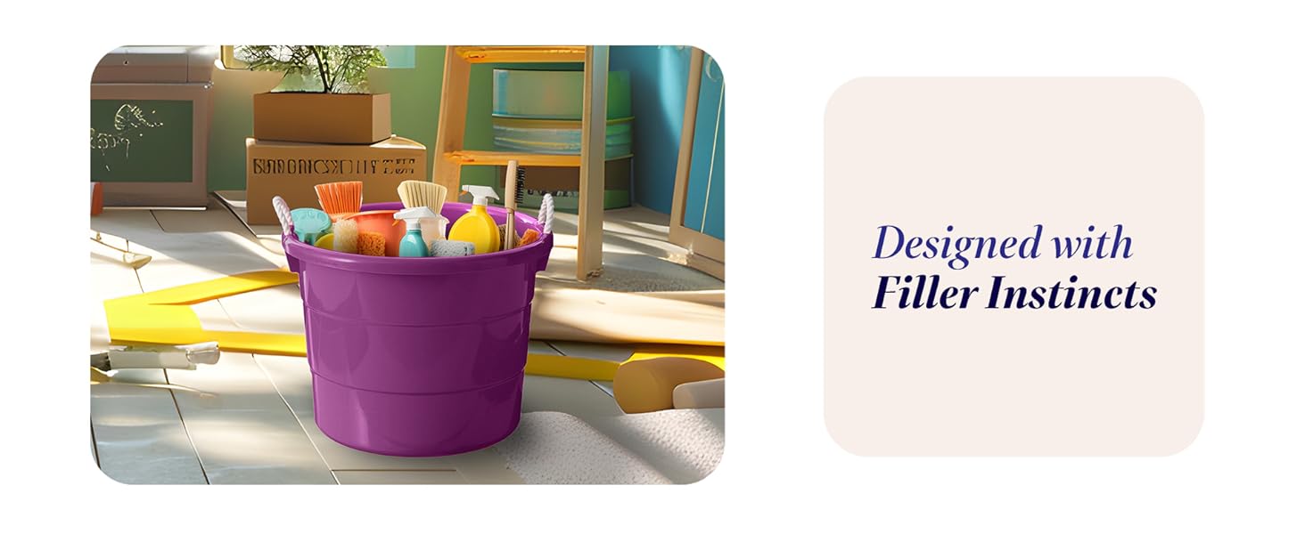 Homz 17 Gallon Indoor Outdoor Storage Bucket w/ Rope Handles, Orchid (2 Pack)