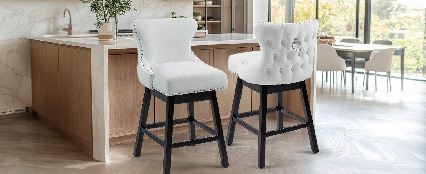 ECOTOUGE Swivel Bar Stools Set of 2, 29" Island Chairs with