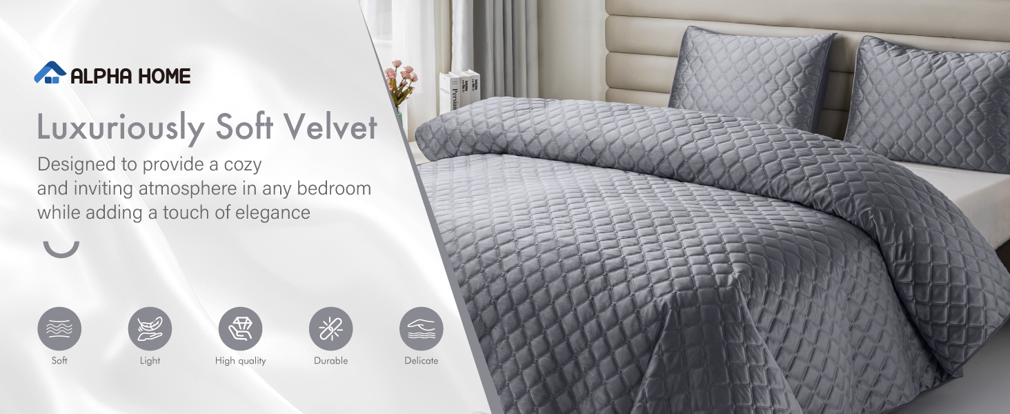 ALPHA HOME Bedspread Coverlet Set Queen Size Quilt Set