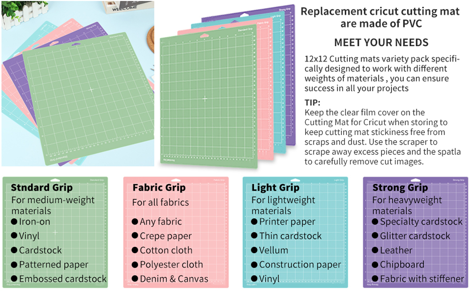 Cutting Mat for Cricut Maker,10 Pack Variety Adhesive Cricket Cut Mats