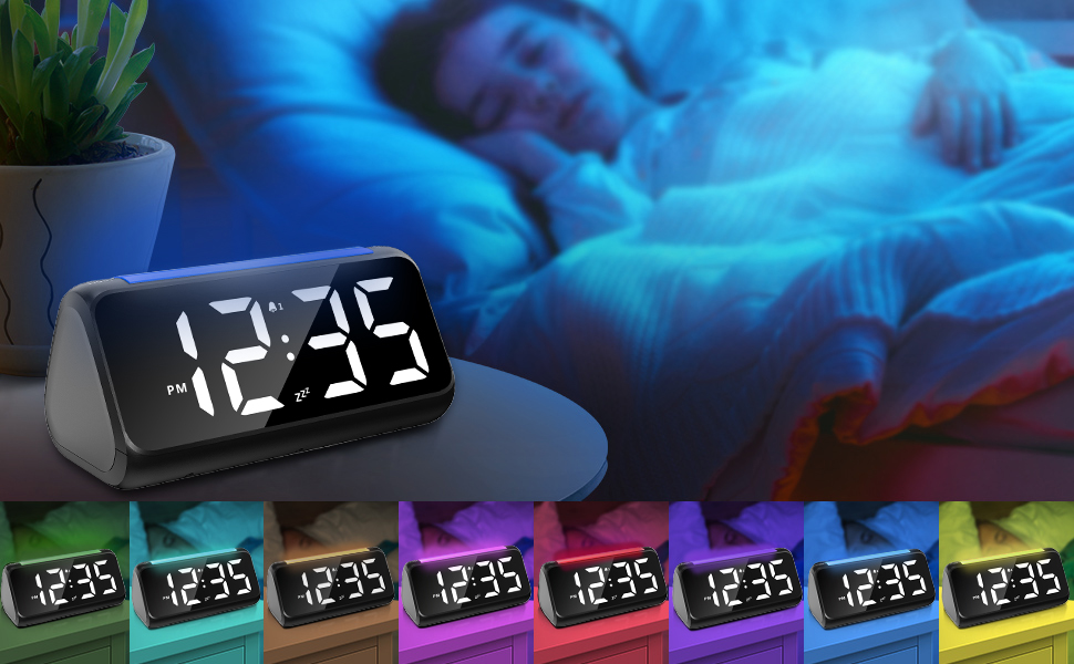 Digital Alarm Clock, Netzu Bedside Alarm Clock for Bedrooms with 8