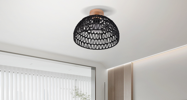 Farmhouse Hemp Rope Cage Light Fixture Boho Mini Light Fixture