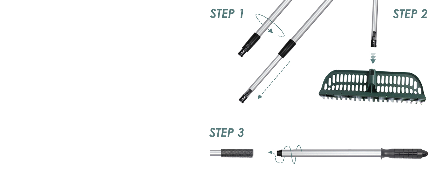 ORIENTOOLS Garden Leaf rake 2 in 1 Turf Rake for