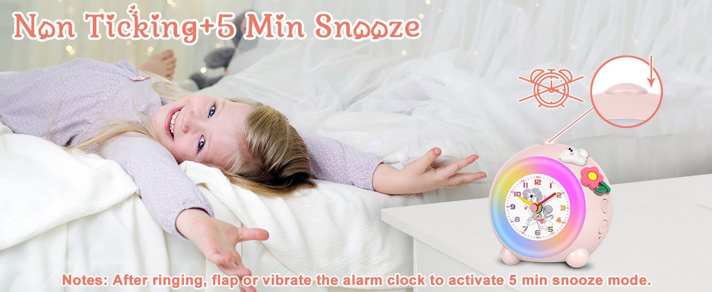 EVETTO Unicorn Alarm Clock for Kids Adjustable Ringtone