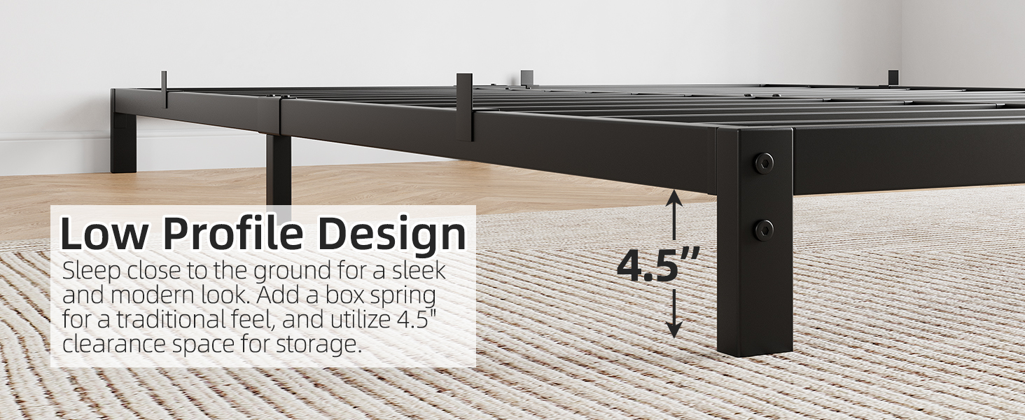 GarveeHome 6 Inch Full Bed Frame No Box Spring Needed, Low