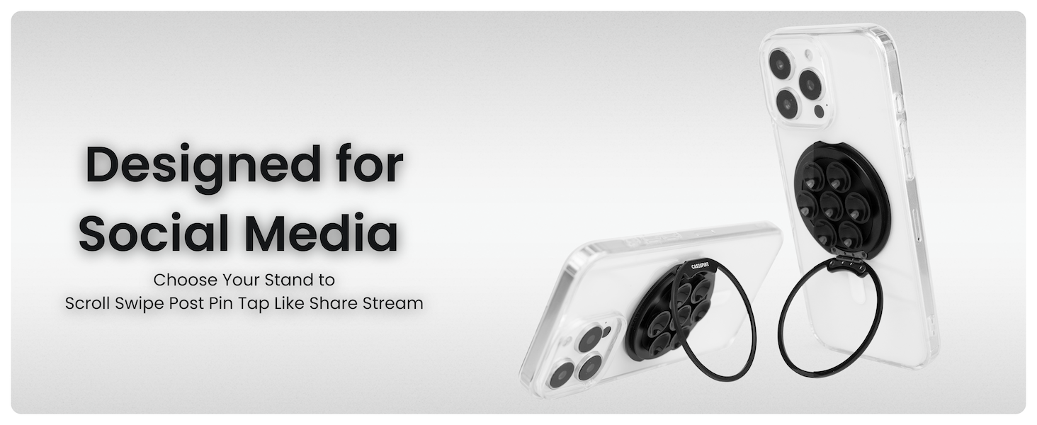 Casespire 3-in-1 Suction Grip Stand designed for Social Media Use;Selfie; Horizontal Vertical Stand