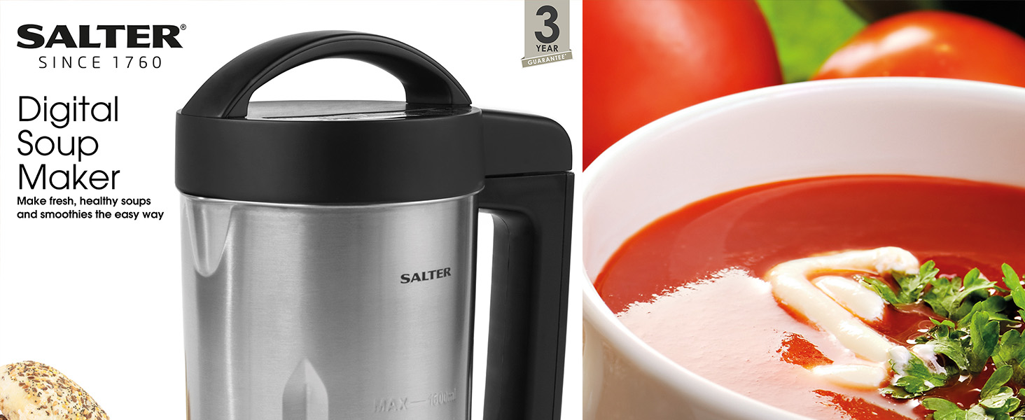 Salter EK5118V2 Digital Soup Maker 1.6L Electric Soup Blender, Family
