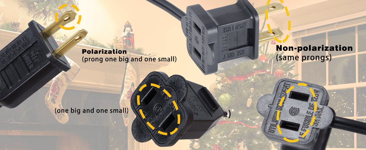 Leymays Black Extension Cord 6 FT 2 Prong Outdoor